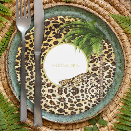 Leopard Print Pattern Elegant Palm Personal Pappteller