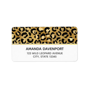 Leopard Print Pattern in Gold and Black Label Adressaufkleber