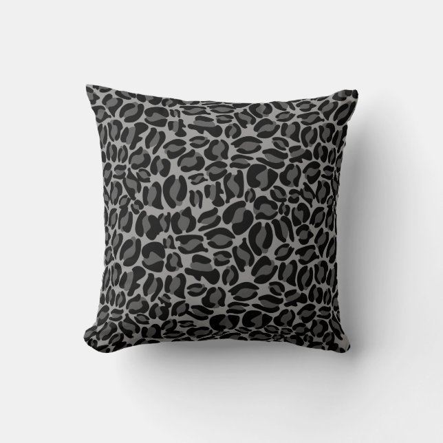 Leopard Print Pattern Klassischer Dschungel Grau S Kissen (Vorderseite)