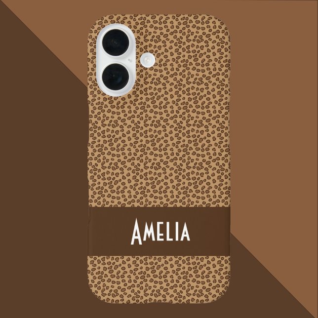 Leopard Print Pattern personalisieren Case-Mate iPhone Hülle (A brown leopard print phone case with a name that you can personalize!)