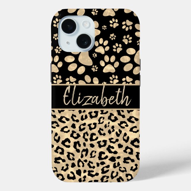 Leopard Print Paws Print Sepia Personalisiert Case-Mate iPhone Hülle (Rückseite)