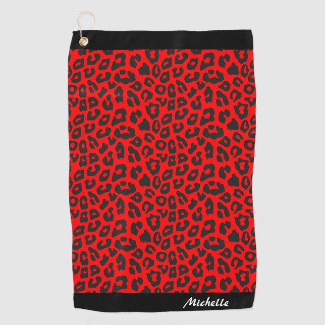 Leopard Print Personalisiert Golfhandtuch (Vorderseite)