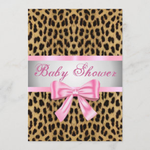 Leopard Print Pink Bow Baby Dusche Einladung