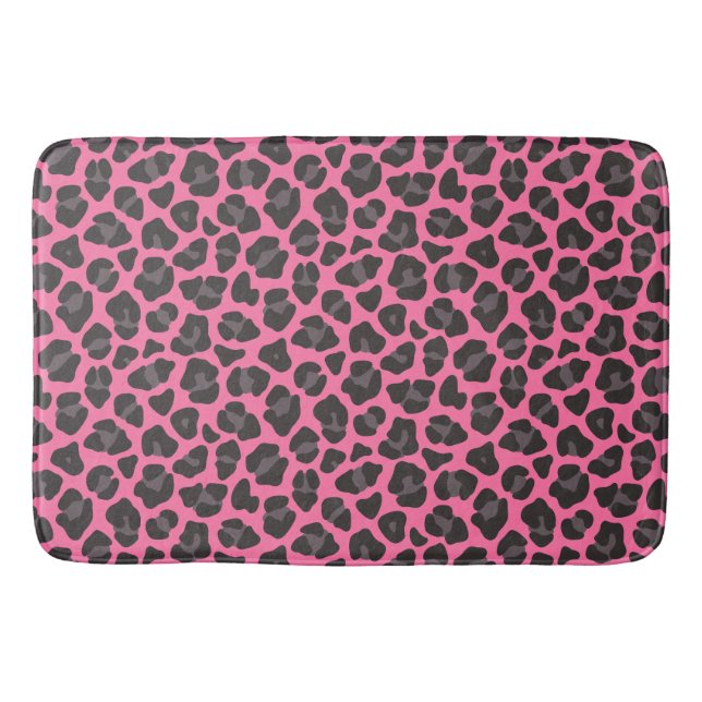 Leopard Print Pink Grau Badematte (Vorderseite)