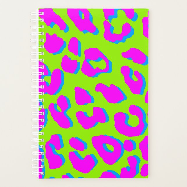 Leopard Print Pink Green Blue Planer (Vorderseite)