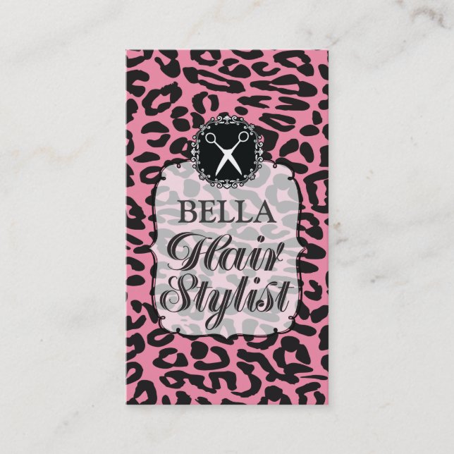 Leopard Print Pink Hair Stylist Appointment Cards Terminkarte (Vorderseite)