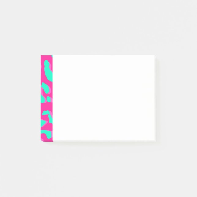 Leopard Print Pink Minze Post-it Klebezettel (Vorderseite)