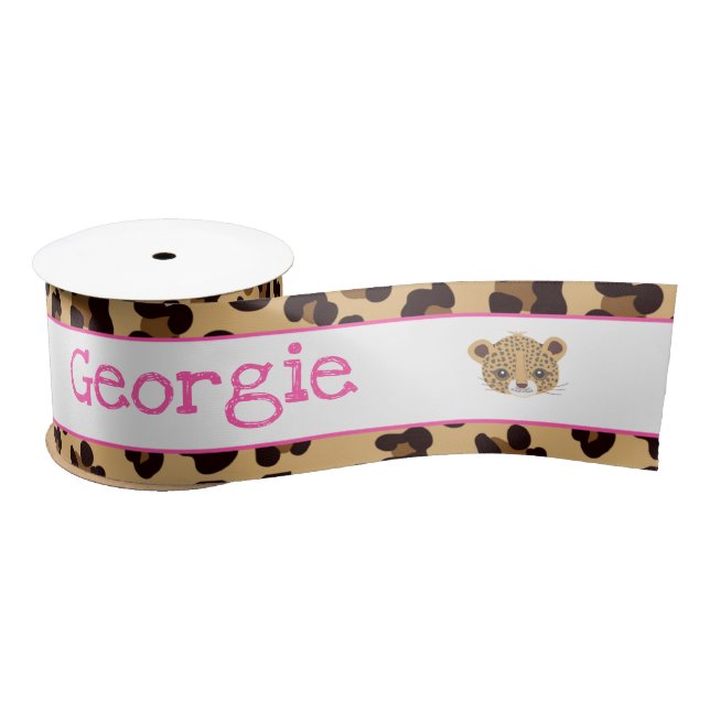 Leopard Print Pink Quatre Folie Geschenk Satinband (Spule)