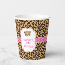 Leopard Print Pink Quatrefolie Geburtstagsparty