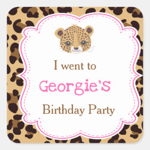 Leopard Print Pink Quatrefolie 'I went to" Quadratischer Aufkleber