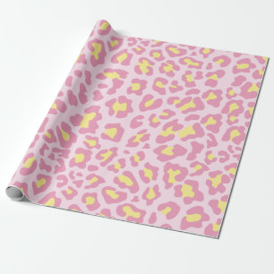 Leopard Print Pink und Gelb Geschenkpapier
