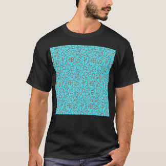 Leopard Print Planet Symbole auf blauem Hintergrun T-Shirt