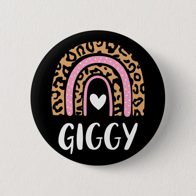 Leopard Print Rainbow Niedlich Mütter Day Funny Gi Button (Vorderseite)