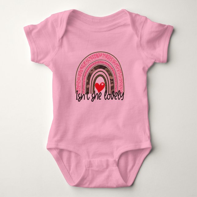 Leopard Print Rainbow Pink Baby Girl Baby Strampler (Vorderseite)