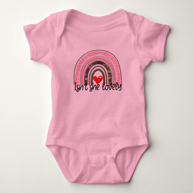 Leopard Print Rainbow Pink Baby Girl Strampler (Vorderseite)