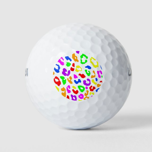 Leopard Print Rainbow White Golfball (Vorderseite)