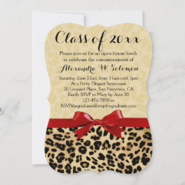 Leopard Print Red Bow Abschluss/Party Einladung