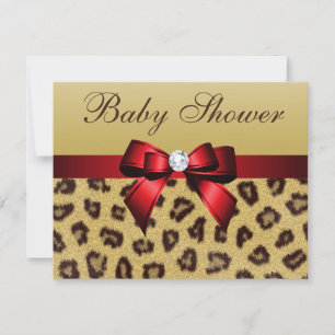 Leopard Print, Red Bow Baby Dusche Einladung