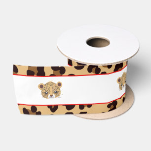 Leopard Print Red Quatrefoil Geschenk Satinband