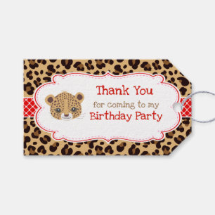 Leopard Print Red Quatrefolie 'Danke' Tag Geschenkanhänger