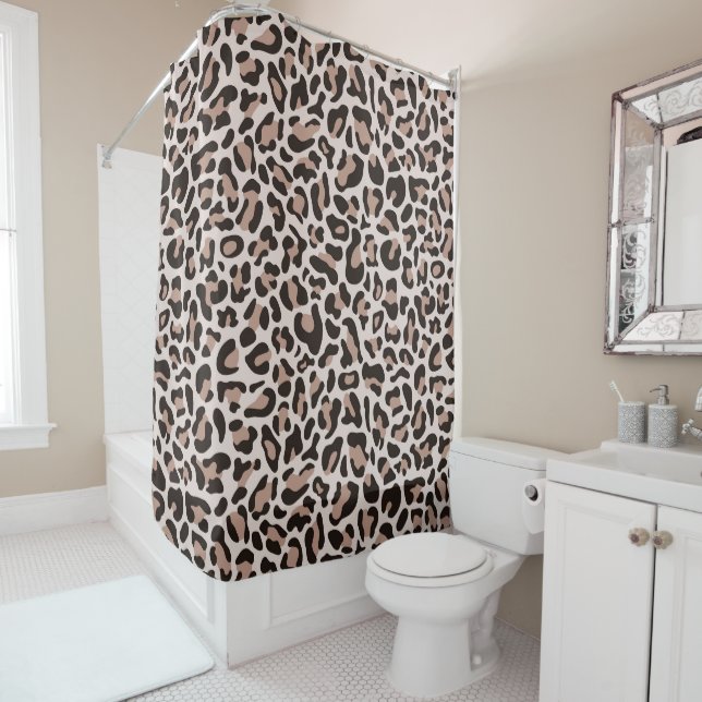 Leopard Print Retro Rose Gold Bath Duschvorhang (Beispiel)