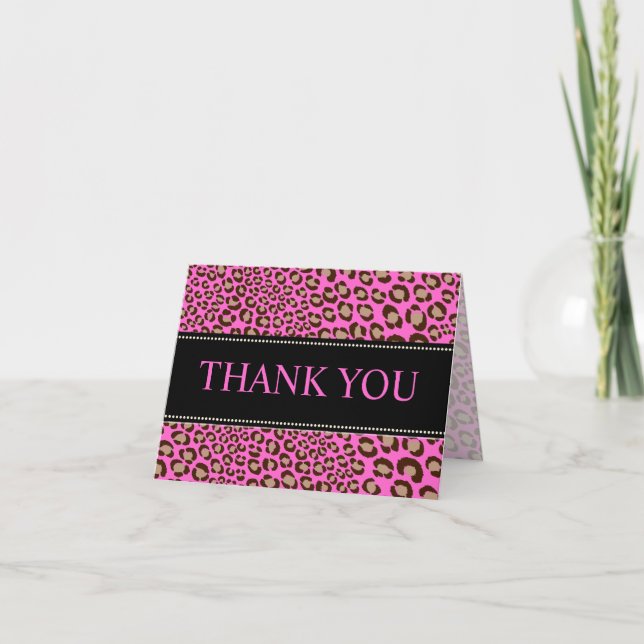 Leopard Print/rosa/Danke/benutzerdefiniertes Hinte Dankeskarte (Vorderseite)