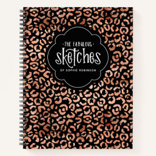 Leopard Print Rose Gold Foil Sketchbook Notebook Notizbuch