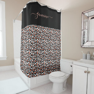 Leopard Print Rose Gold Girly Duschvorhang