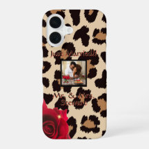 Leopard Print Rote Rose Mr. and Mrs Text Foto
