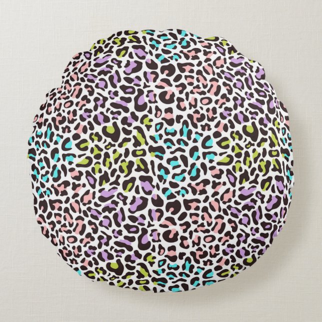 Leopard Print Round Cushion Rundes Kissen (Vorderseite)