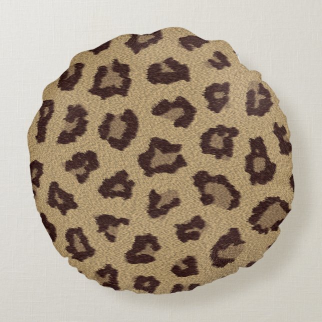 Leopard Print Rundes Kissen (Rückseite)