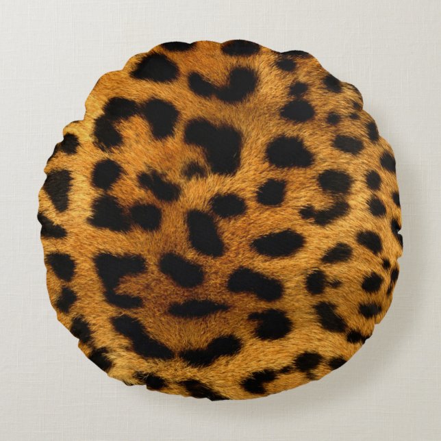 Leopard Print Rundes Kissen (Vorderseite)