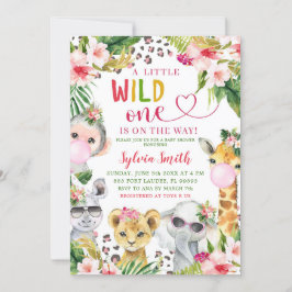 Leopard Print Safari Wild One Girl Baby Dusche Einladung