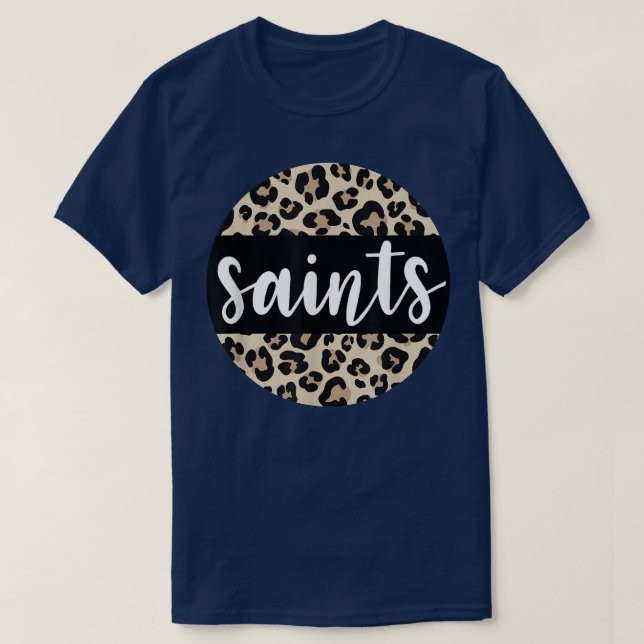 Leopard Print Saints Team Mascot School Spirit Gam T-Shirt (Design vorne)