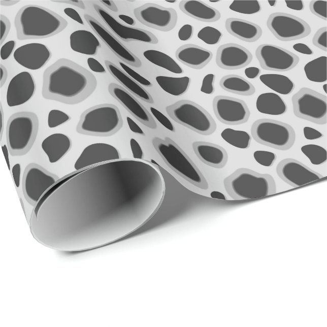 Leopard Print - Schatten von Grau Geschenkpapier (Rolleneckpunkt)
