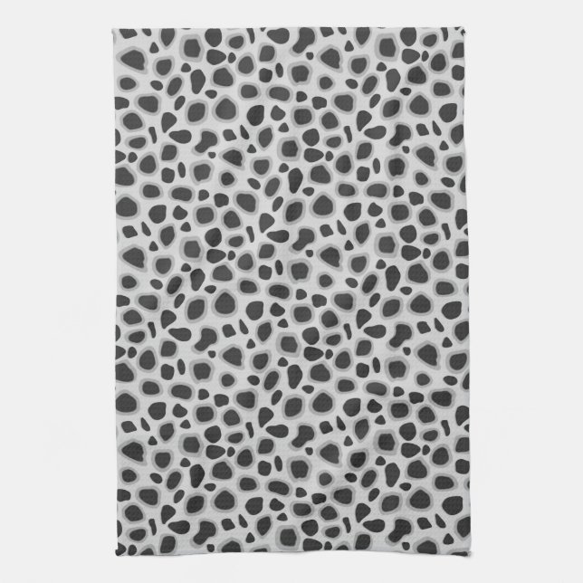 Leopard Print - Schatten von Grau Geschirrtuch (Vertikal)