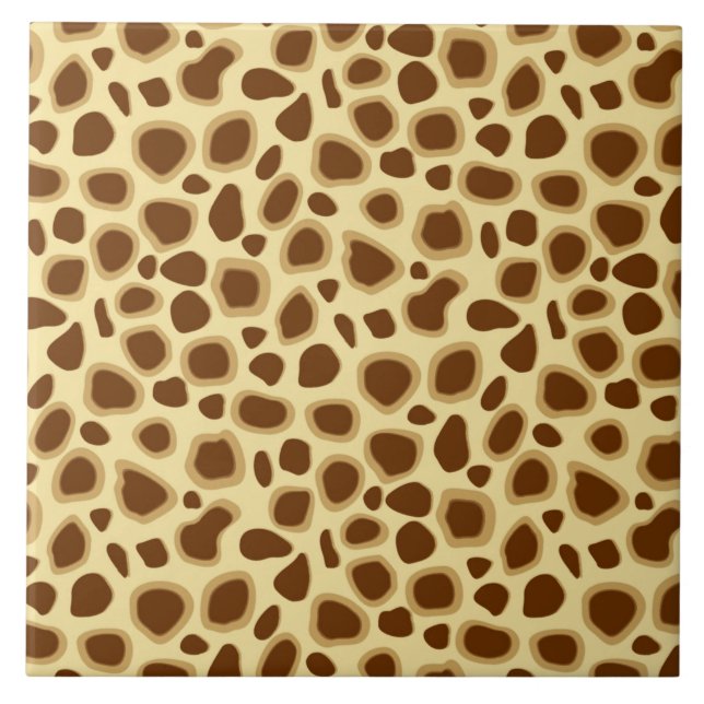 Leopard Print - Schokolade Brown und Camel Tan Fliese (Vorderseite)