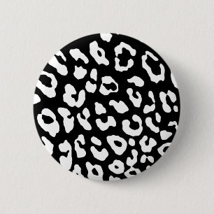 Leopard Print Schwarz-weiß Button