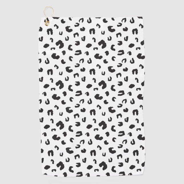 Leopard Print Schwarz-Weiß Golfhandtuch (Vorderseite)
