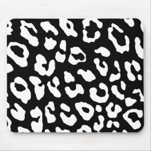 Leopard Print Schwarz-weiß Mousepad