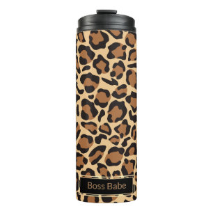 Leopard Print Seamless Muster Individuelle Name Thermosbecher
