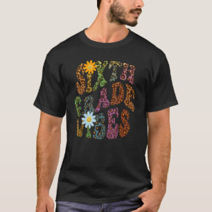 Leopard Print SIXTH GRADE VIBES Lehrer Friedens-Li T-Shirt