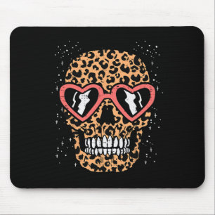 Leopard Print Skeleton Funny Halloween Women Mousepad