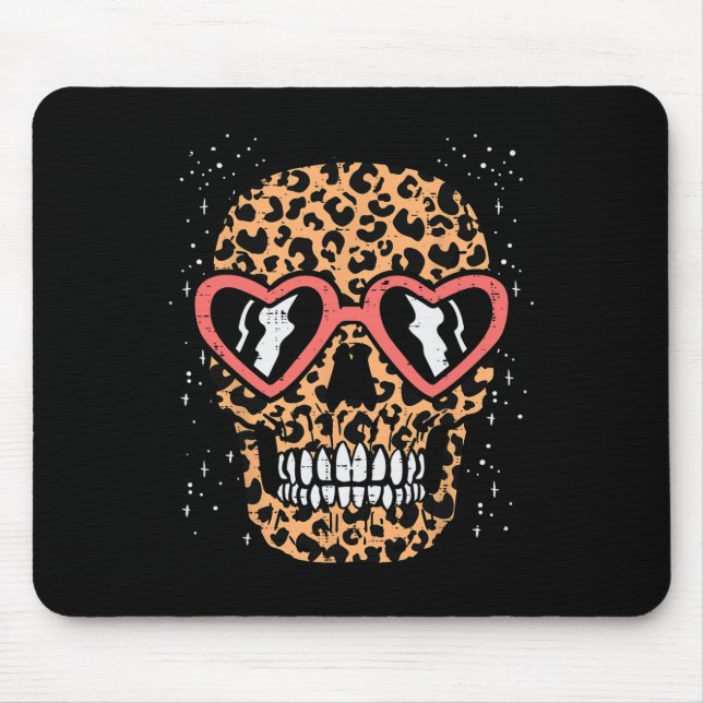 Leopard Print Skeleton Funny Halloween Women Mousepad (Vorne)