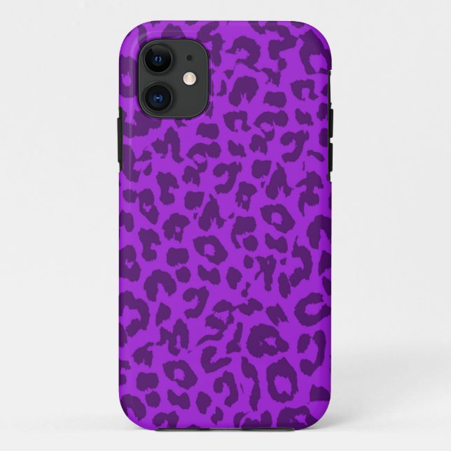 Leopard Print Skin Fur mit Lila Case-Mate iPhone Hülle (Rückseite)