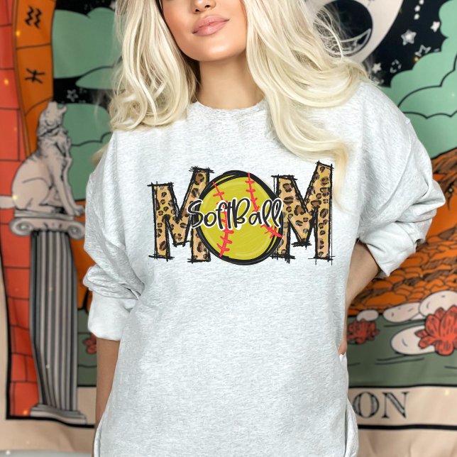 Leopard Print Softball Mama, Athlete Name und # Sweatshirt (Von Creator hochgeladen)