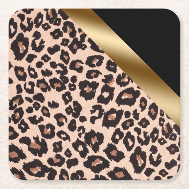 Leopard Print Square Paper Untersetzer (Vorderseite)