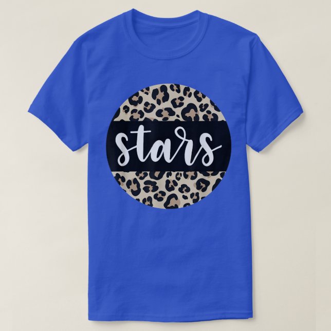 Leopard Print Stars Team Mascot School Geistspiel T-Shirt (Design vorne)