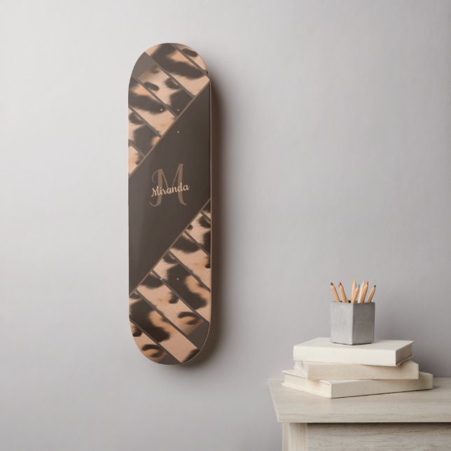 Leopard Print Striping Personalisiert Monogram Nam Skateboard (Wandkunst)