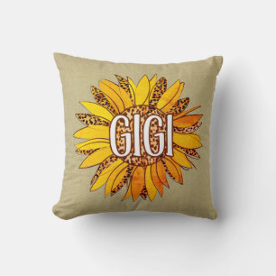 Leopard Print Sunflower GIGI Throw Kissen